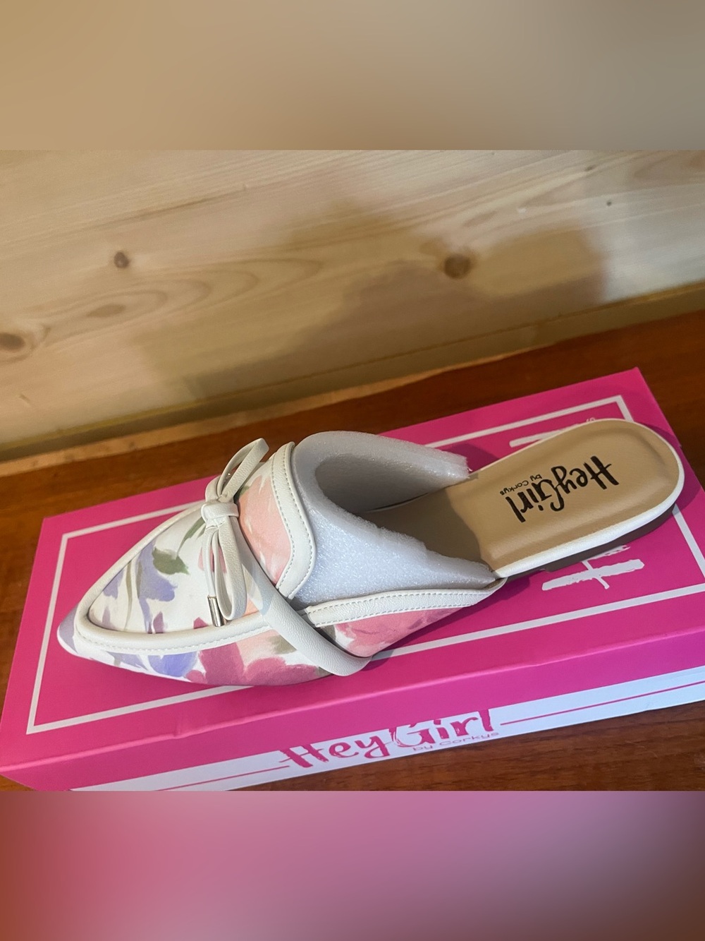 Hey Girl by Corky’s Floral Slip-On Mule in Pastel Pink and Cream size 7